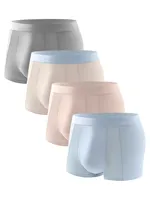 4PCS Men's Cooling Mesh Boxer Briefs Ultra Breathable Underwear 4 Seasons Sports Shorts Anti-Chafing Trendy Geometric Multipack