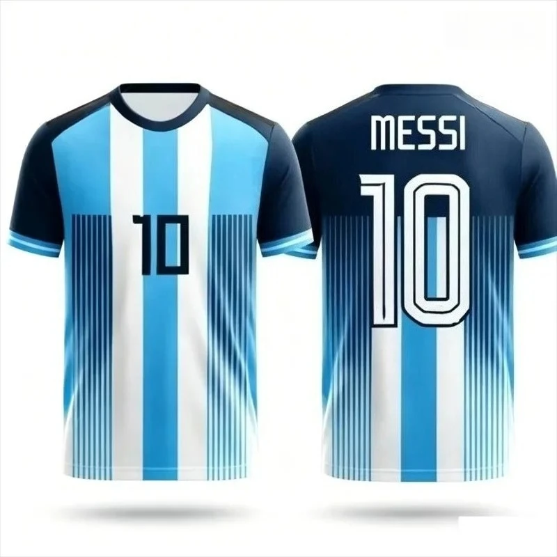 Argentine Messi 10-number Men's and Women's Football Jersey Quick-drying Short-sleeved Sports Top Suitable for Daily Casual Wear