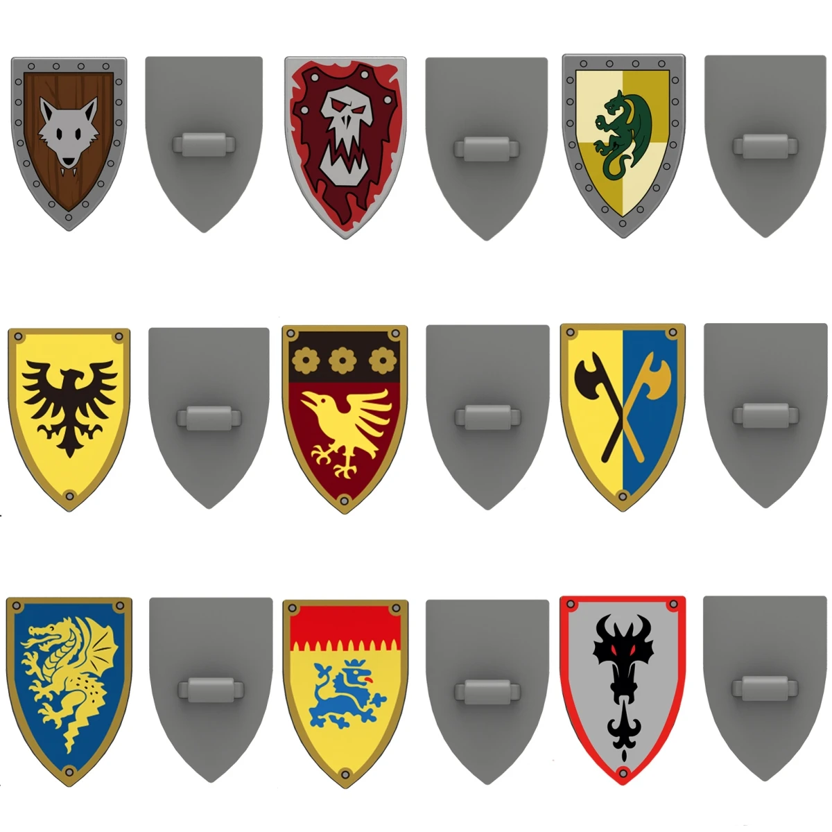 10PCS MOC Medieval Castle Knights Shield Figures Parts  Soldiers Armor Warriors Accessory Gift