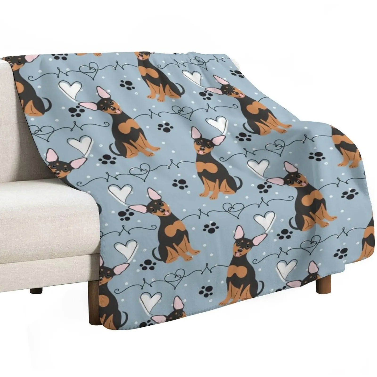 LOVE Black Tan Miniature Pinscher Dog Throw Blanket for winter Moving Thermals For Travel Camping Sofa Quilt Blankets