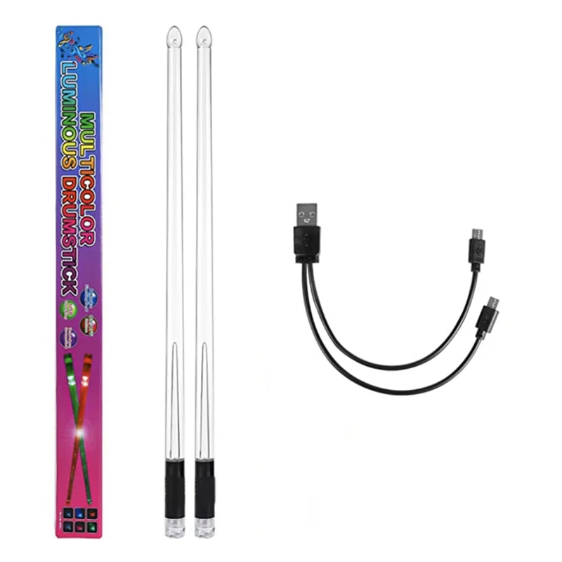 

A51Q-LED Light Emitting Drumsticks 15 Colour Gradient USB Rechargeable+Switch Electronic Drumsticks for Stage Performance