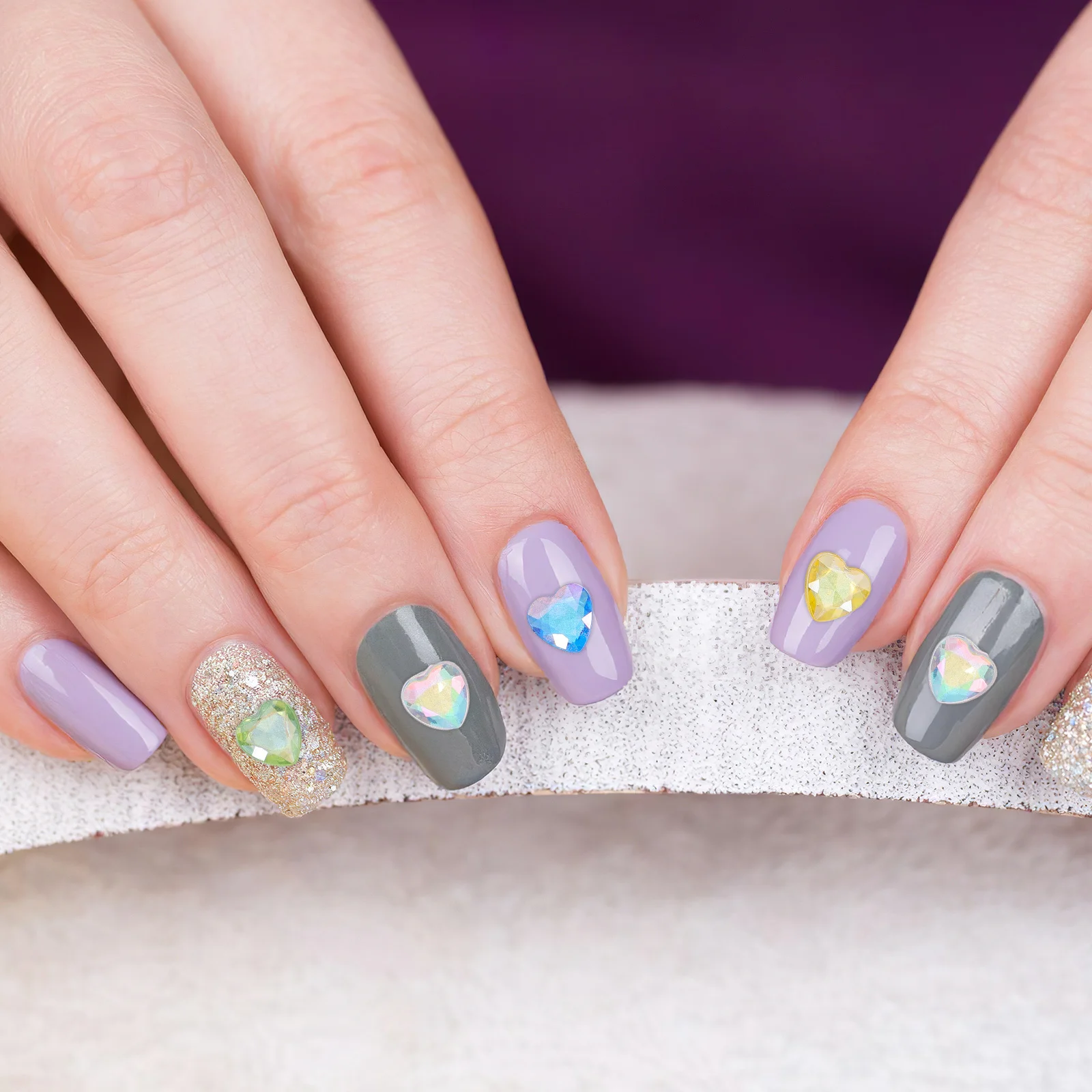 

1 Box Small Resin Heart Rhinestones Nail Charms Fake Nails Manicure Decoration Nail Art Supplies Kit Gems for Nails