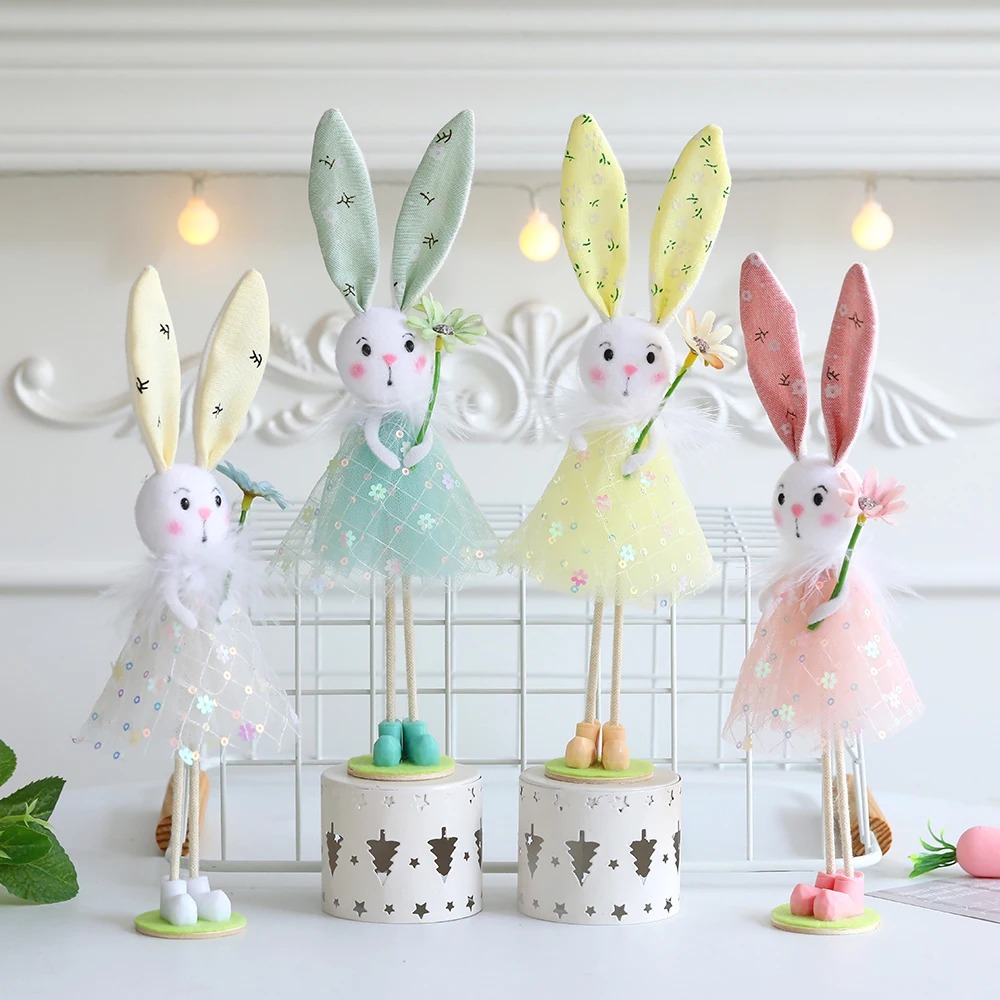 Jupe en Gaze de Lapin Rose et Jaune de 24cm, Fournitures de Décoration pour ixde Pâques, Anniversaire, Mariage, Cadeau pour Enfant