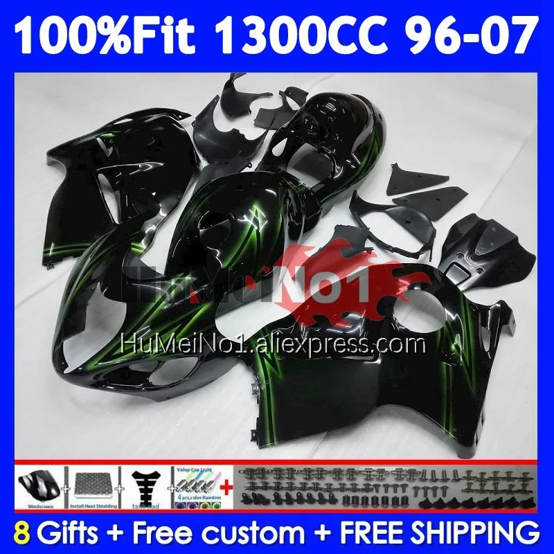 Fairing For SUZUKI GSXR 1300 CC Hayabusa GSXR-1300 126No.115 GSXR1300 96 97 98 99 00 01 2002 2003 2004 2005 2006 Green blk 2007