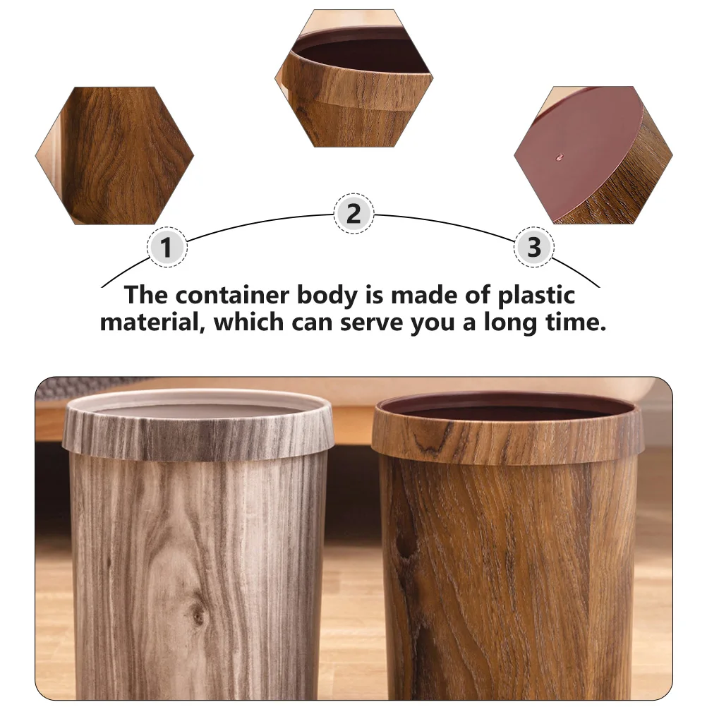 

1pc Retro Trash Can Vintage Style Plastic Waste Container For Kitchen Living Room Bedroom Office Home Hotel Simple Imitation