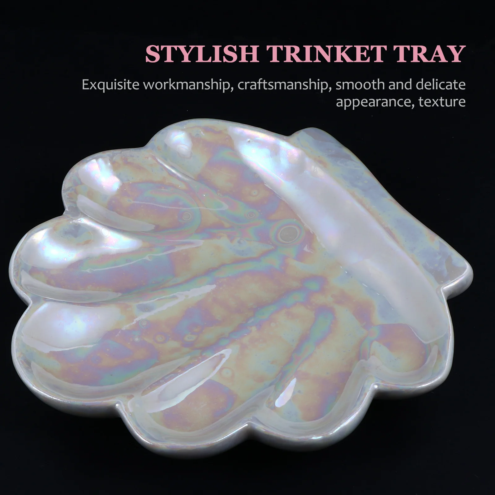 

1Pcs Ceramic Shell Jewelry Tray Stylish Storage Plate for Rings Bracelets Earrings Desktop Organizer Decorative Dish