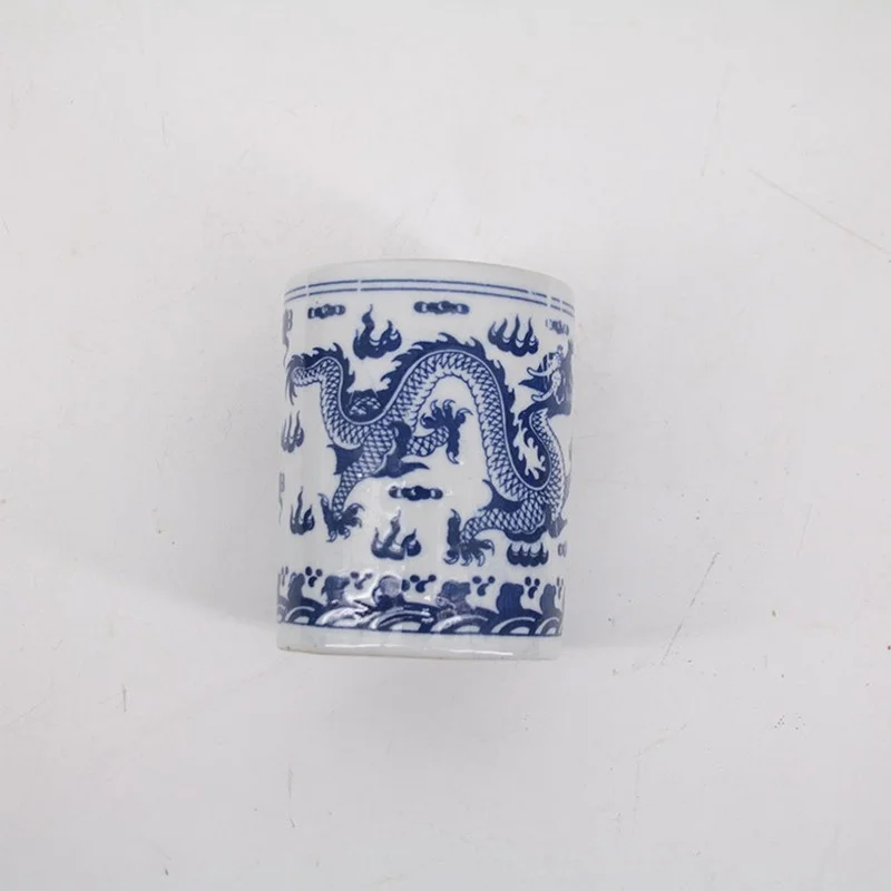 Imagem -05 - Jingdezhen-azul e Branco Porcelana Caneta Titular Dragão Duplo Jogando Contas Grande Caneta Titular Lavagem Cilindro