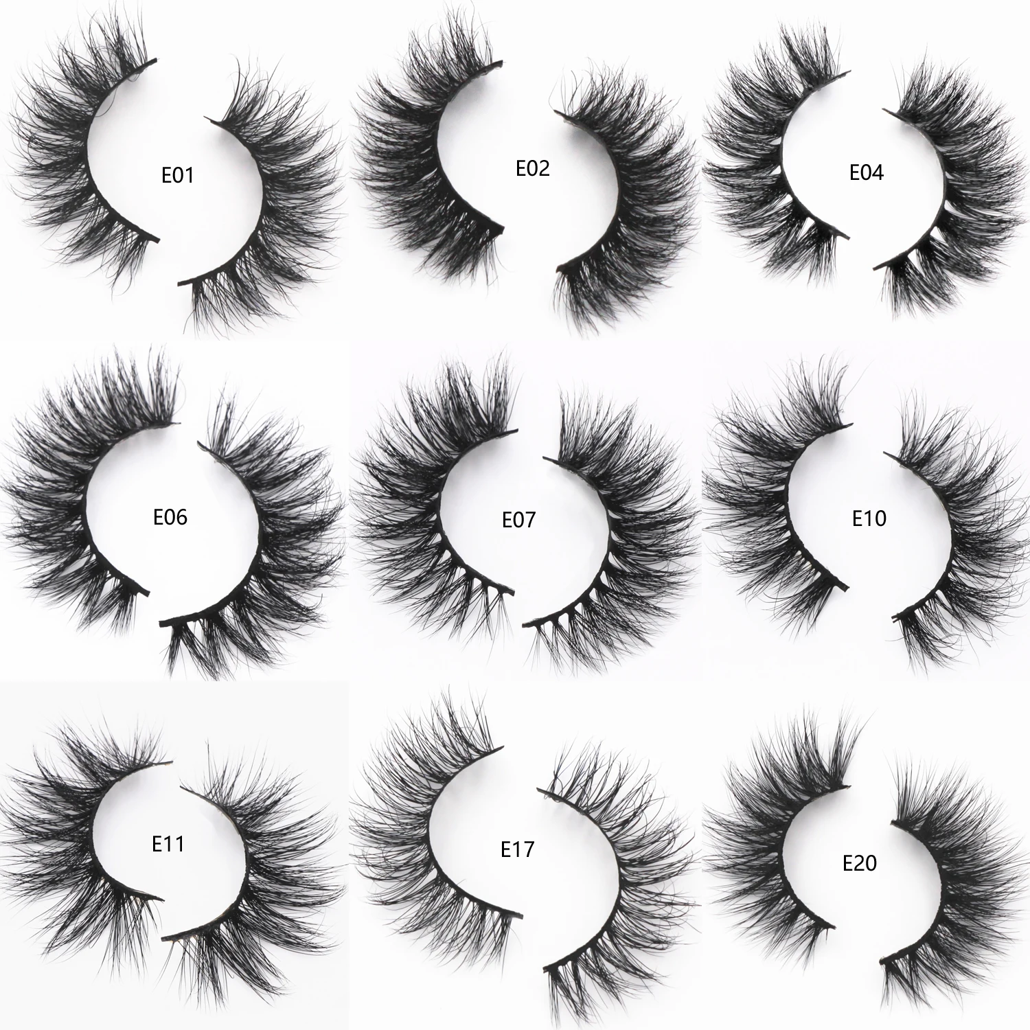 ขนตา 3D Mink Lash 100% โหดร้ายฟรีHandmadeเต็มStirp Lashes Fluffy WispyขนตาปลอมยาวDramatic Faux cils