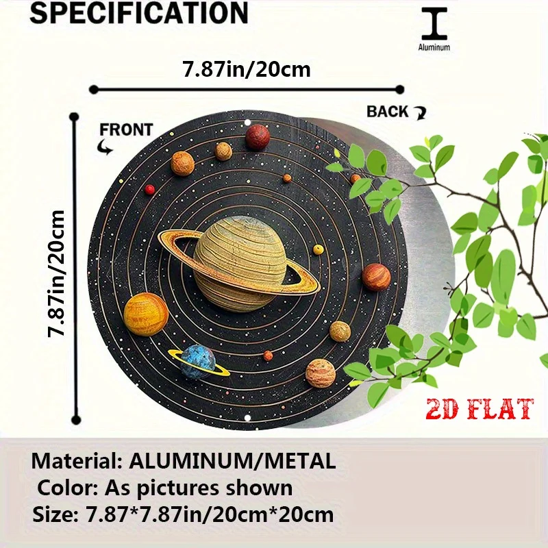 Solar System Saturn Planets Outer Space Tin Sign - Vintage Durable Metal Plaque Wall Decor, Cosmic Galaxy Home Office Man Cave W