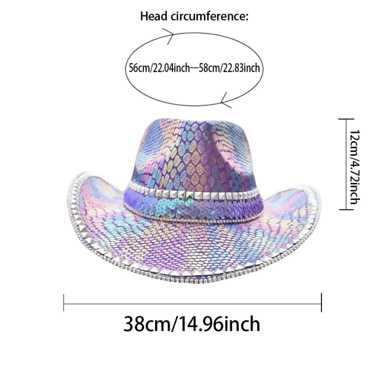HongLuan Glitterkostuumhoed Volwassene & Cowboyhoeden Strass voor dames, Cowboy Cosplay Vrouwelijke accessoires & Cowgirl Cap