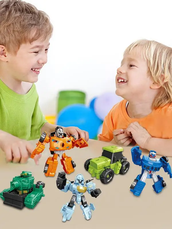 Transformation Roboter Auto Spielzeug 5 in 1 Fahrzeuge verwandeln Roboter Spielzeug Lernspiel zeug Stiel Montage Spielzeug für Kinder ab 3 Jahren verbessern