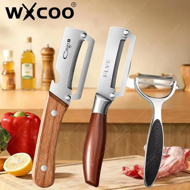 Stainless Steel Peeler for Slicing Fruits and Vegetables Multi-Function Kitchen-Specific Peeler with Handle Wooden/ Steel