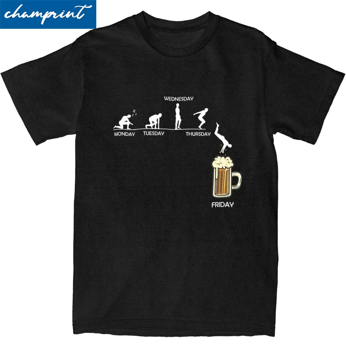 Men Women Friday Beer Evolution T Shirt Jumping into the Beer Cotton Clothing Funny Short Sleeve Tee Shirt Plus Size T-Shirt