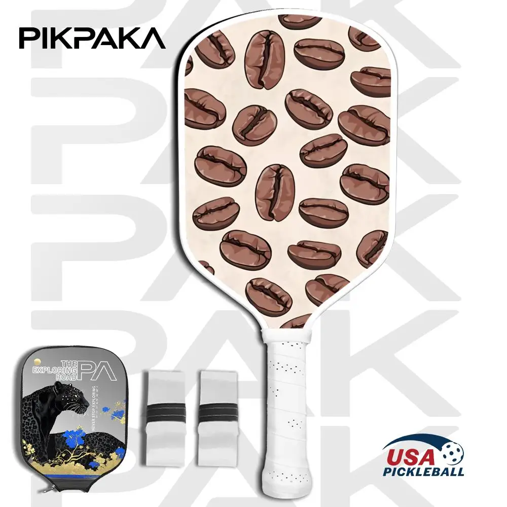 

Coffee beans pattern Pickleball Paddle Set USAPA Approved T700 Carbon Fiber Unibody Thermoformed with 16MM Honeycomb Core Power&