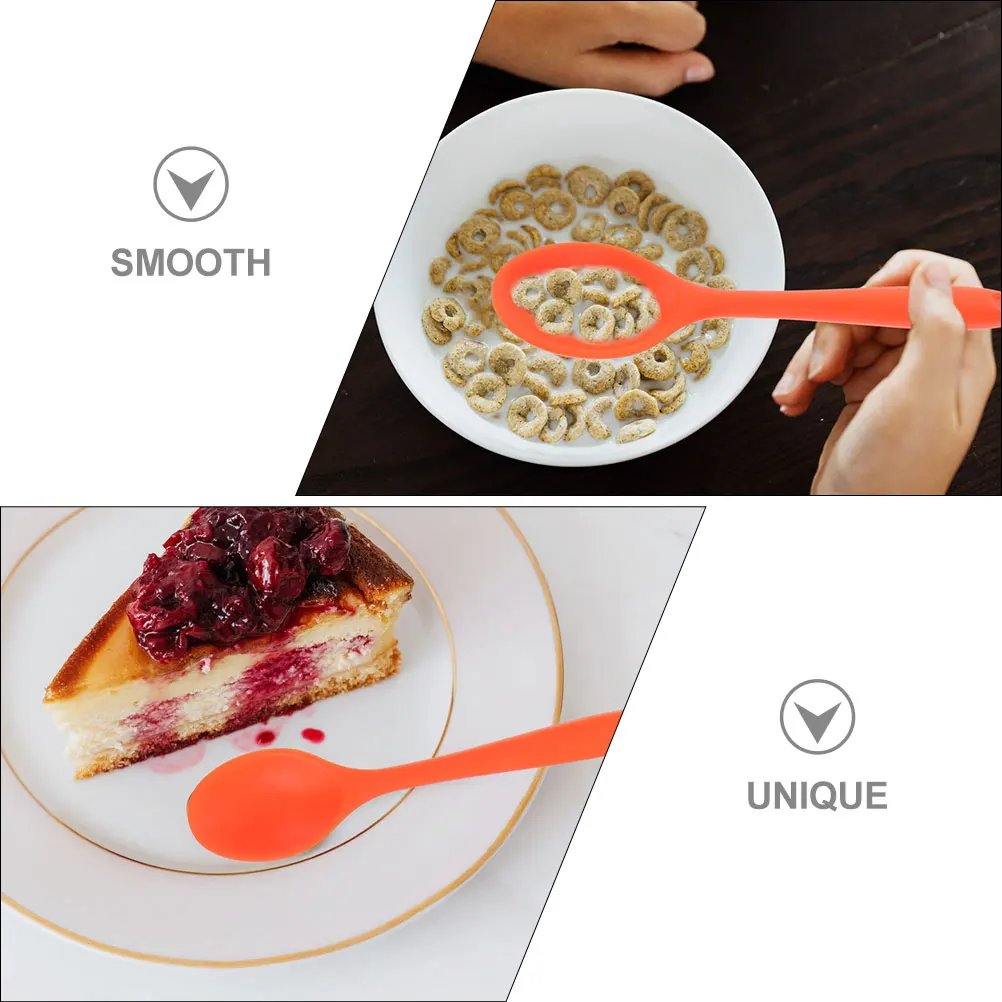

4Pcs Silicone Soup Spoons Nonstick Kitchen Accessories Smooth Edges Hanging Hole for Cooking Baking Silicone Spoon