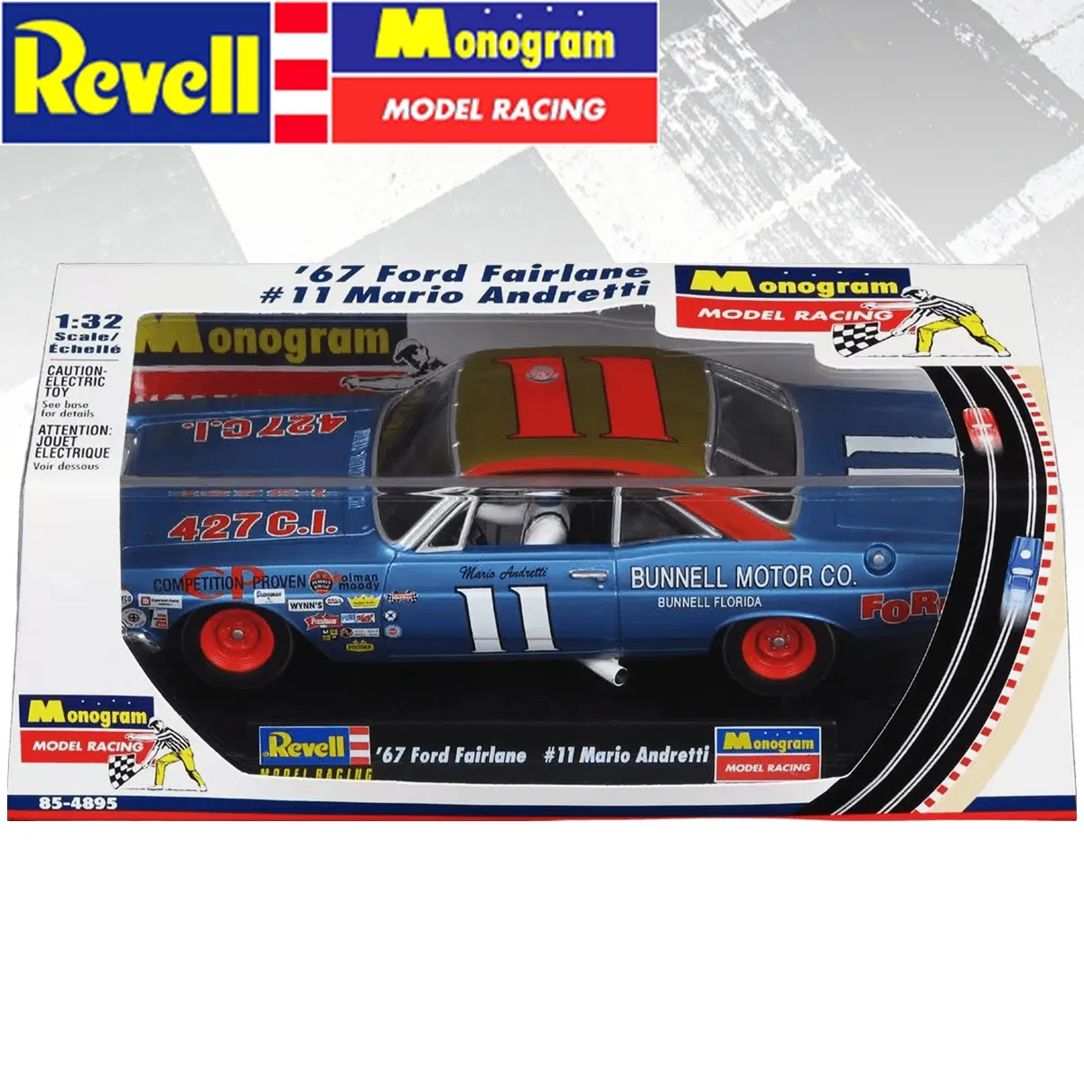 Revell/Monogram Slot Car 1:32 Model Racing 85-4895 '67 Ford Fairlane #11 Mario Andretti Daytona 1967 Winner