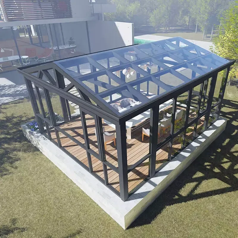 Easily Installable Modern Design Prefab Glass House Sunroom Aluminum Winter Garden Triangle Made Tempered Glass for Outdoor