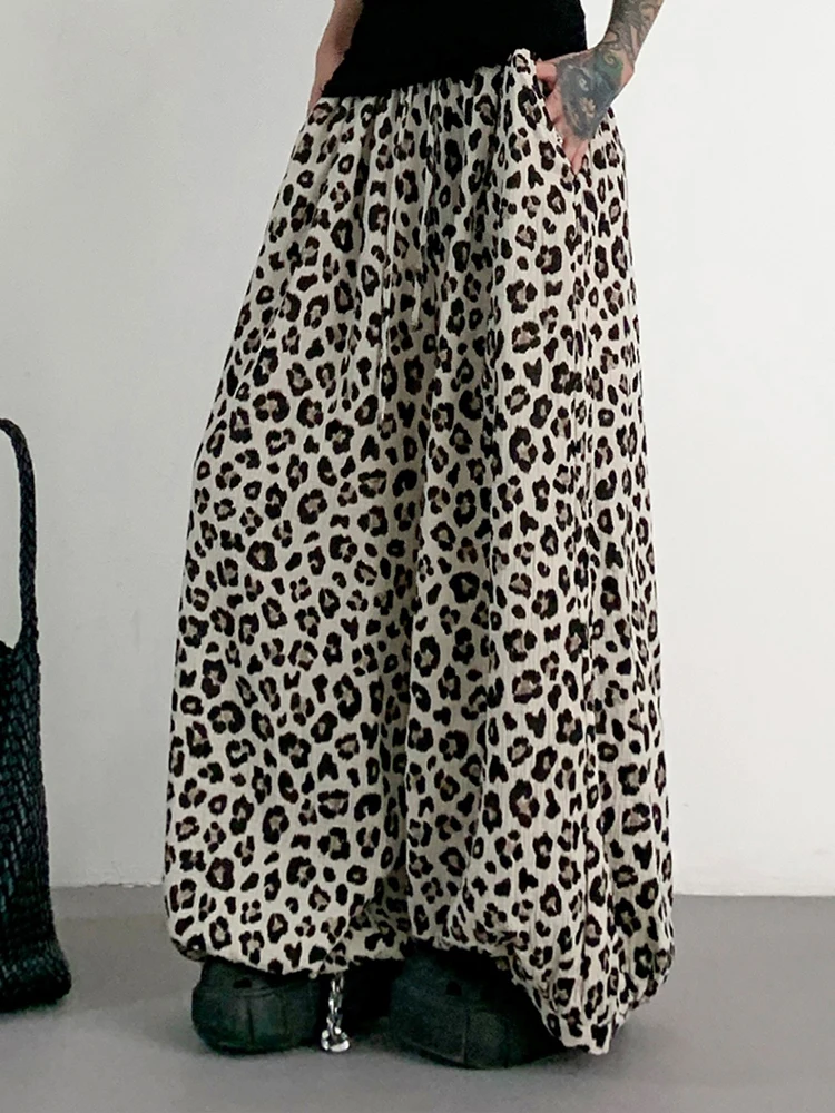 YERMORA Hoge Elastische Taille Luipaardprint Casual Wijde Pijpen Broek Voor Vrouwen Losse Nieuwe Broek Mode Tij Lente Zomer 2025,