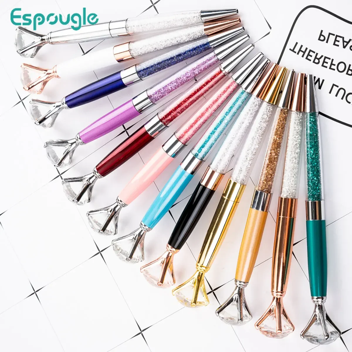 

500pcs Portable Ballpoint Pen 15.3cm Crystal Diamond Advertising Gift Pen for School Office Student Stationery