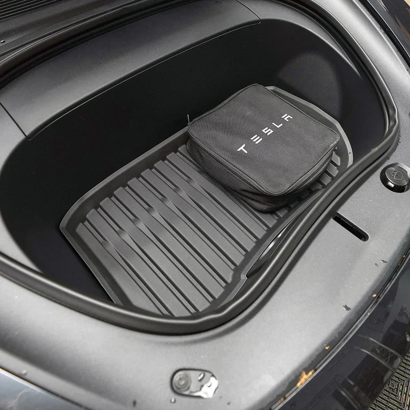 Tappetini per bagagliaio per Tesla Model 3 Highland 2024 All-Weather addensare Flexi TPE Cargo Liners + tappetino protettivo per tappeti con stivale