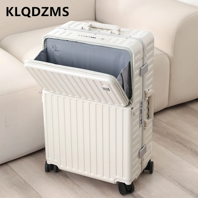 KLQDZMS – valise à roulettes de haute qualité avec ouverture frontale, valise à mot de passe d'embarquement multifonctionnelle avec bagages pour ordinateur portable, 20 et 24 pouces