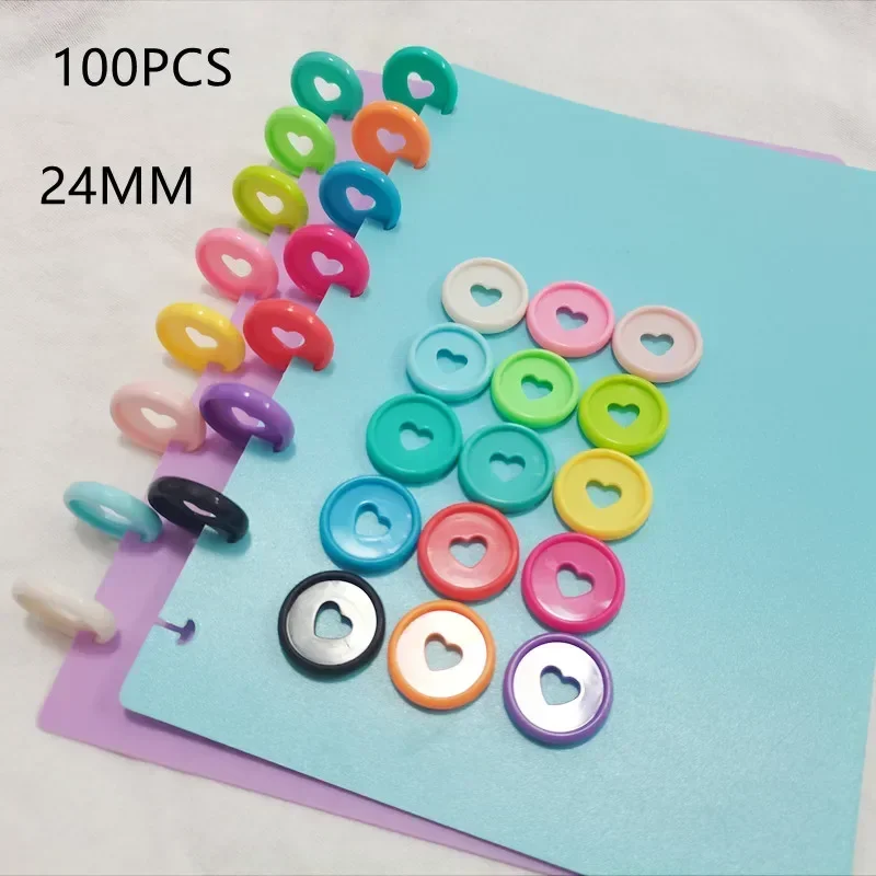 Imagem -02 - Folha Solta Plastic Binding Ring Cogumelo Buraco Anel Buckle Aprendizagem Binding Supplies Amor Padrão 24 mm 100 Pcs