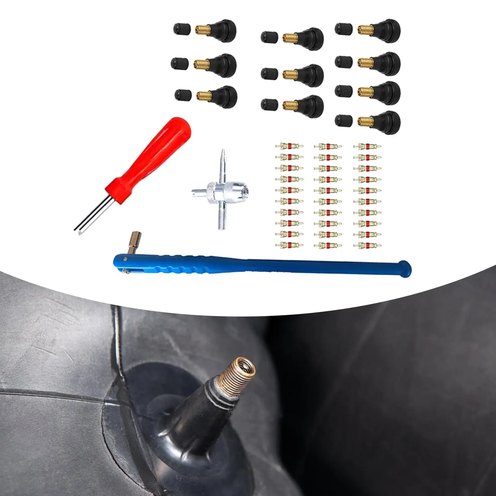 43x Tyre Valve Removal Tool, Tire Valve Stem Puller Tools Set ,Multifunctional,