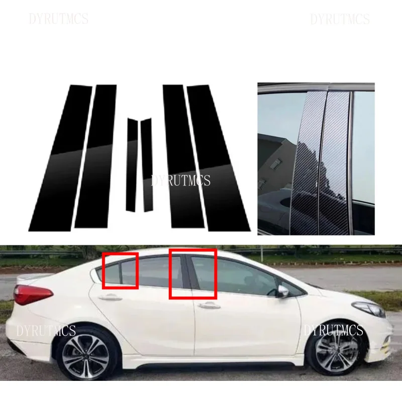 

6 шт. серебряные карбоновые глянцевые черные столбы для Kia Cerato k3 2014 2015 2016 -2018 автомобильные двери боковые окна наклейка отделка крышка