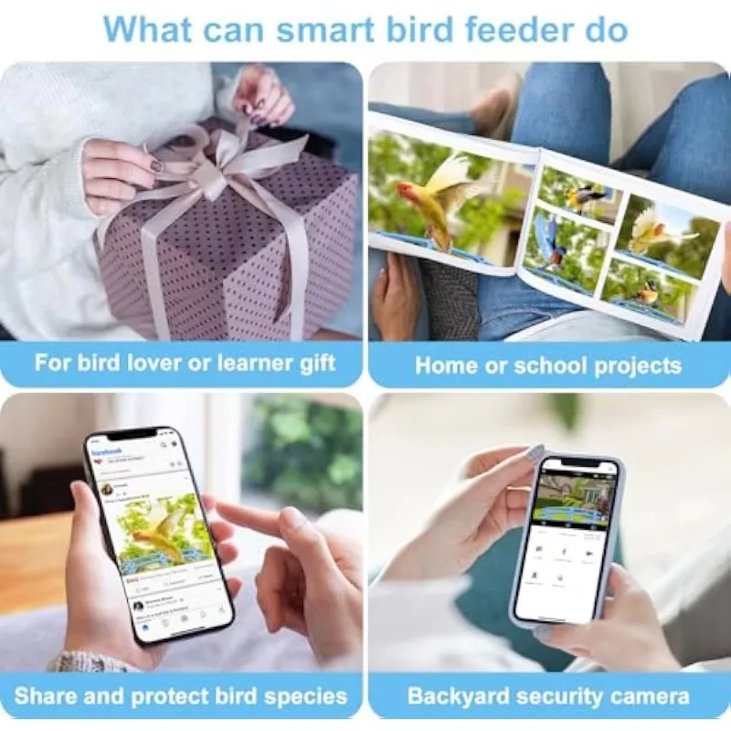 Smart Bird Feeder With Camera Solar Powered AI Camera For Identify Bird Species Auto Capture Bird Videos