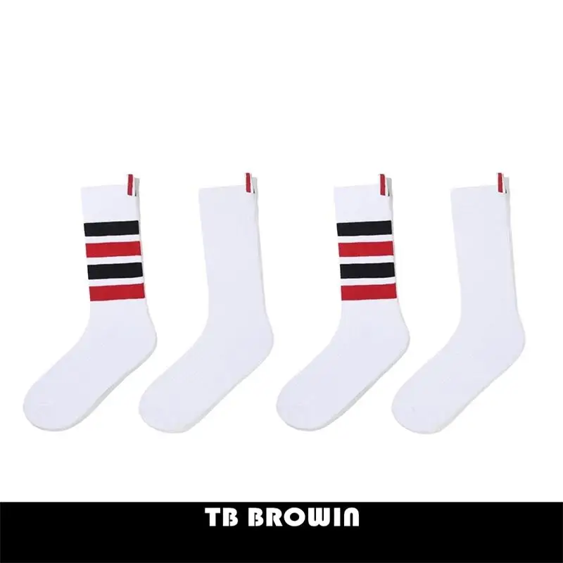 TB BROWIN THOM Men's Socks Korean Fashion RWB Stripes No Show Women's Cotton Street Fashionable Harajuku Stockings