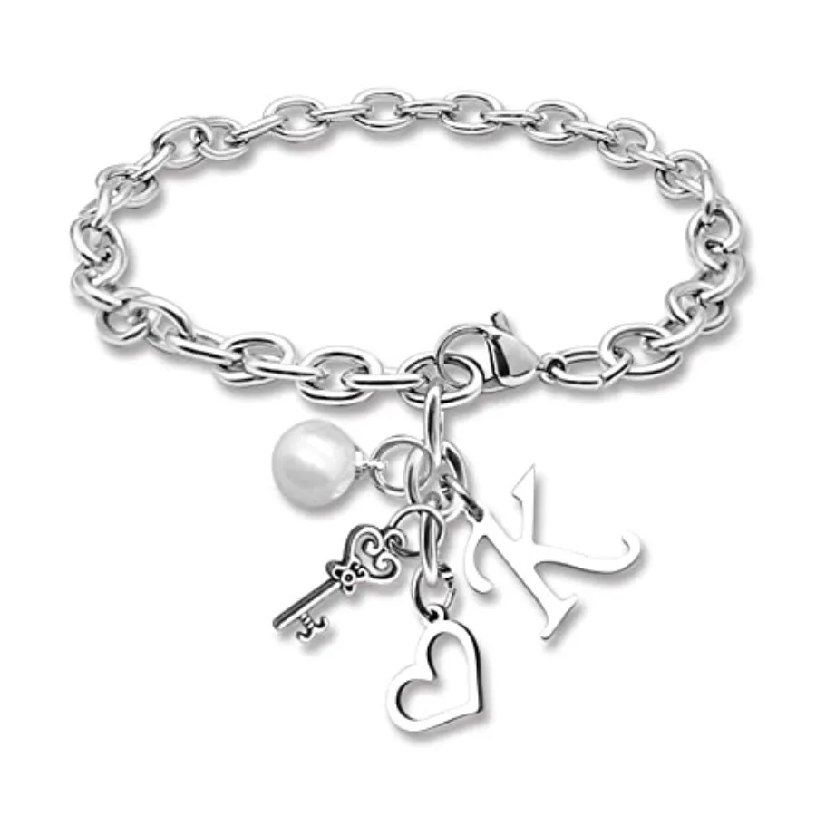 

Initial A-Z Bracelets Gift for Women Girls Stainless Steel Chain Bracelet 26 Alphabet Jewelry Gifts for Birthday Anniversary Le