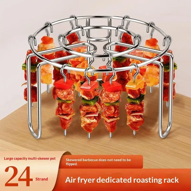 Stainless Steel Vertical Grill Rack Detachable String Grill Vertical Barbecue Skewer Bracket 24/48 Skewer Holder