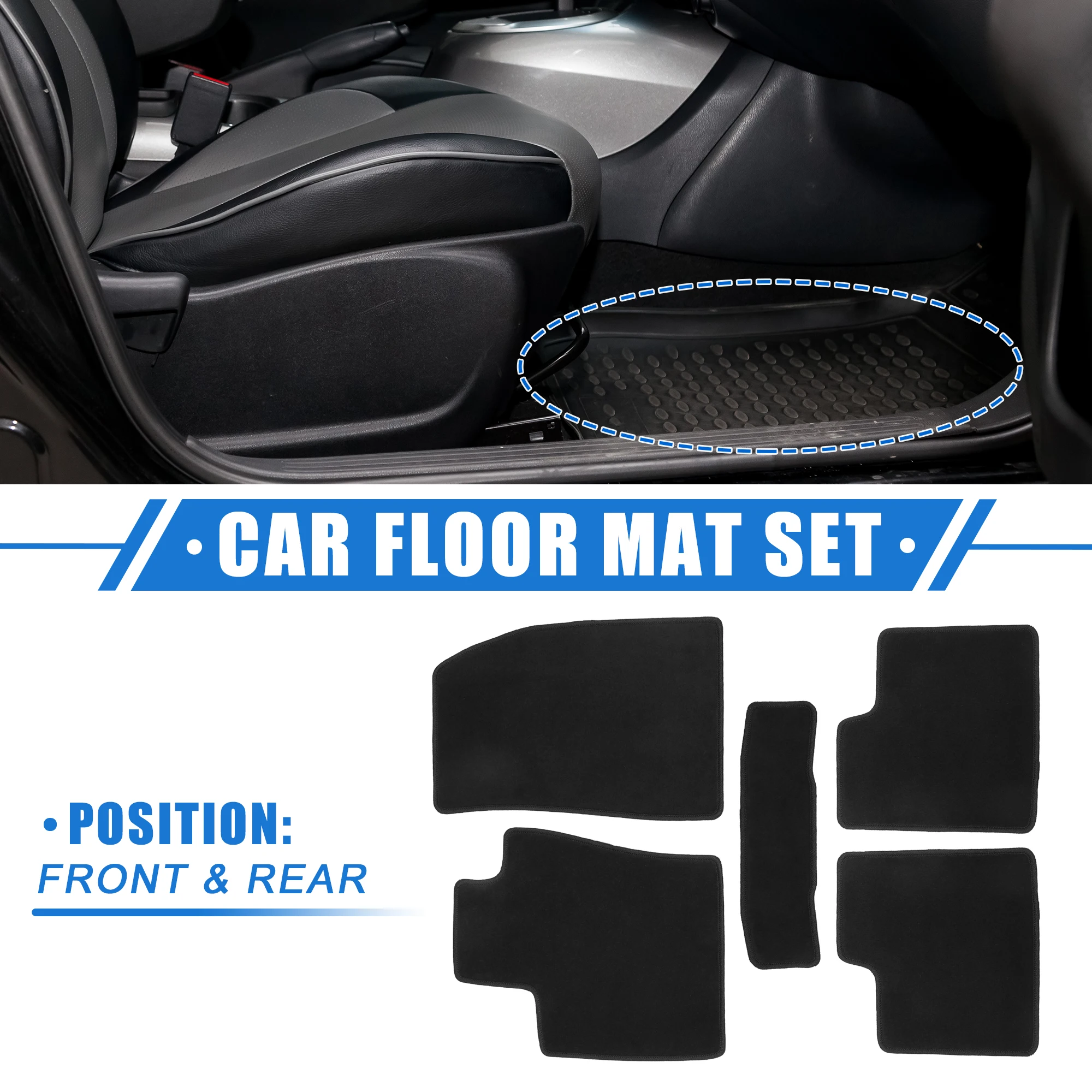 UXCELL 1 Set Auto Floor Mats Kit for Jeep Renegade 2010-2020 Front Rear Velour Black