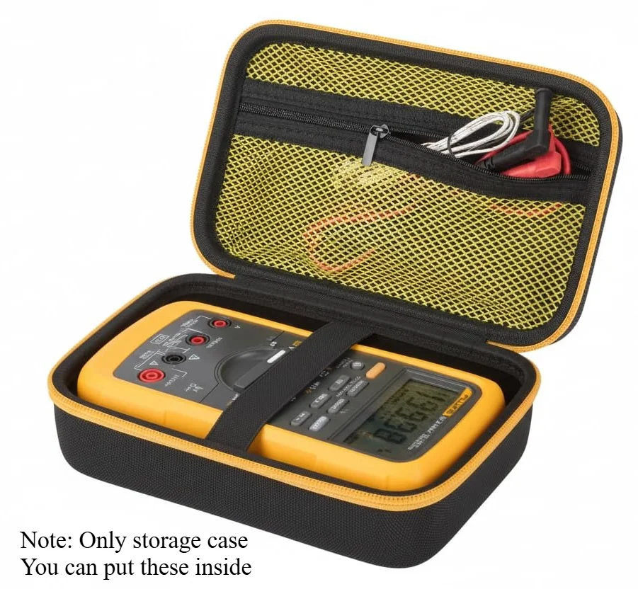 Hard Carrying Case for Fluke 87-V/ 88V/ 15B+/ 17B+ and More Digital Multimeter, Protective Travel Storage Bag - Black + Yellow