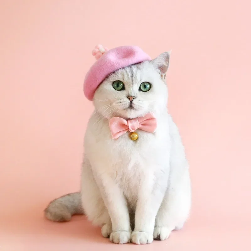 Wool Belle Hat cute hat Cat Dog Costume Headwear for Photo Adjustable Buckle Colourful Cozy Cat Hat Pet Memorial Christmas Perr