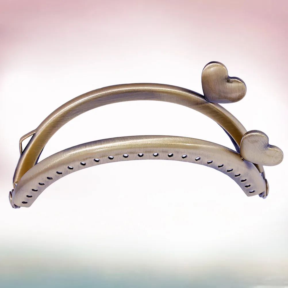 8.5cm Heart Shaped Clutch Frame Made of Iron Rust Proof Purse Making Accessory Vintage Engraved DIY Wallet Handbag Craft Purse