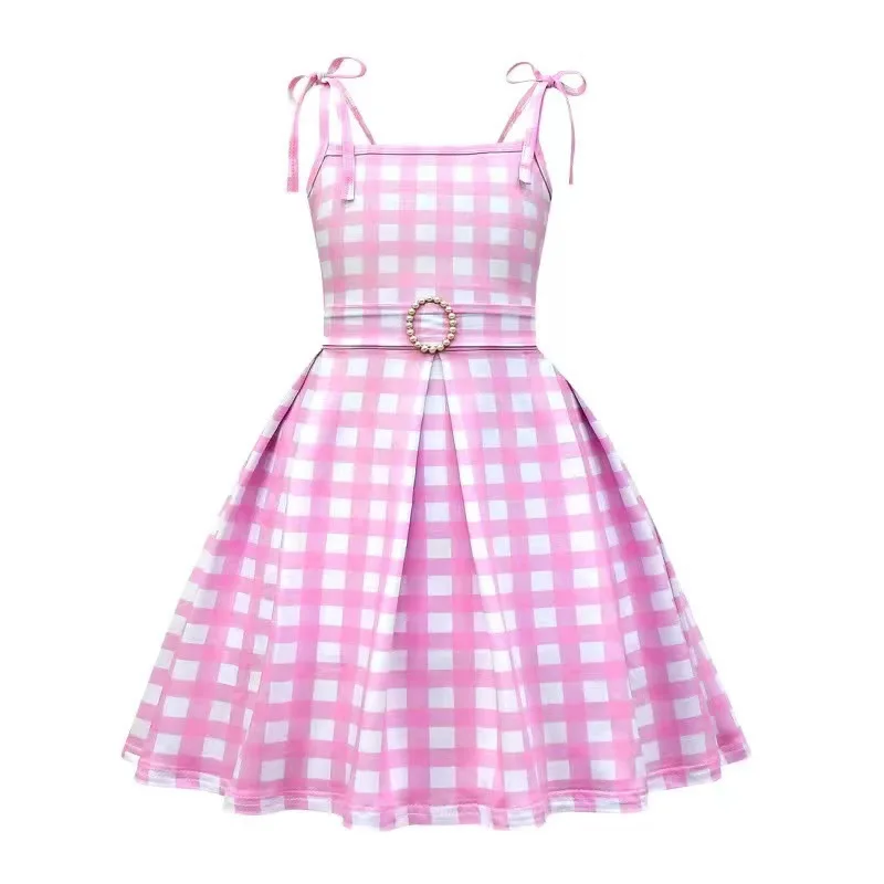 Hey Baby Summer New Kids Strappy Pink Bow Girl Suspender Princess Dress