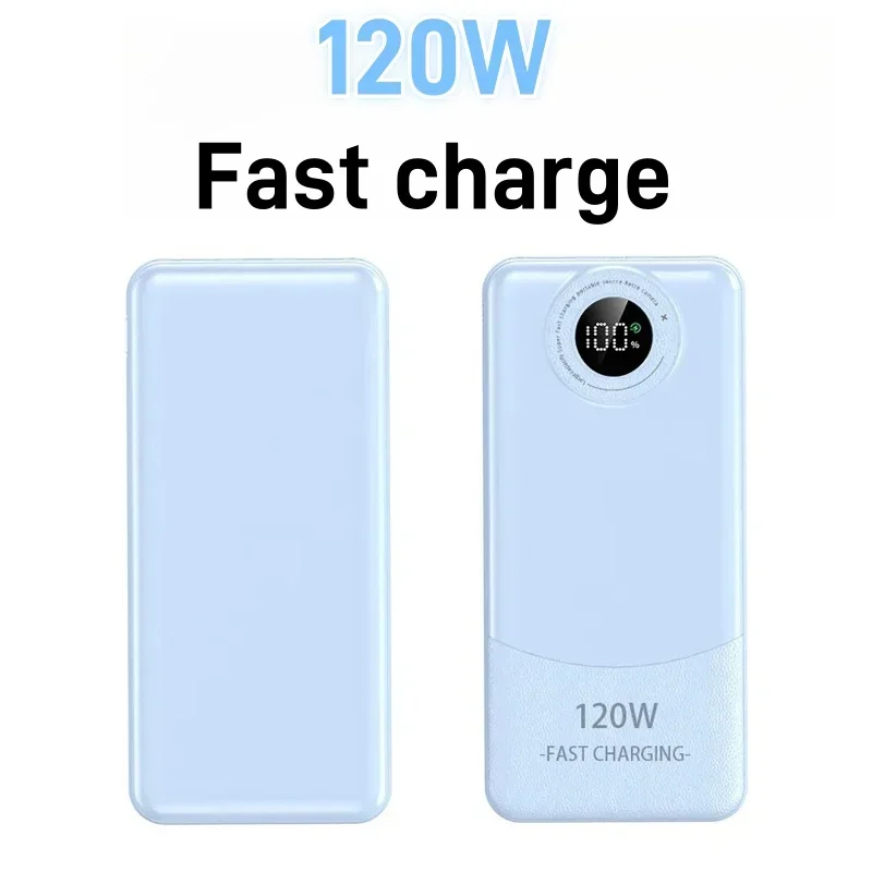 200000mAh Large Capacity Power Bank Built-In Line 120W Two-Way Fast Charging Mobile Power Supply For Huawei Xiaomi Samsung