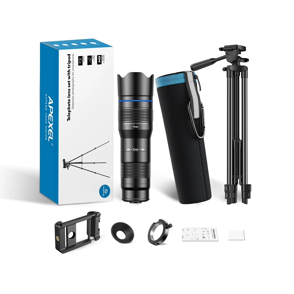 APEXEL 20-40X Telephoto Zoom Lens with Tripod 6
