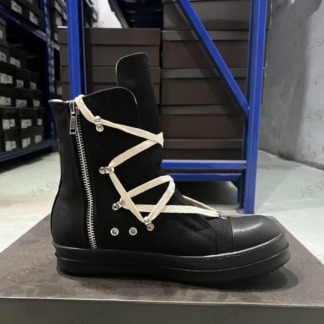 Ro Designer Luxury Casual Shoes Men Boots Women Sneaker High Top Shoe Geobasket Lace-up Zipper Black Canvas Classic Ankle Boot
