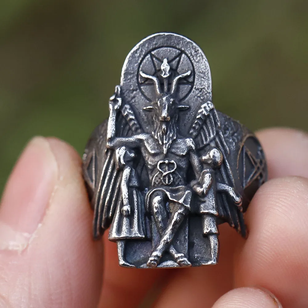 2023 new Vintage Ring Lucifer Satan Signet Ring For Men With Anubis Stainless Steel fashion punk Jewelry Gift Wholesale