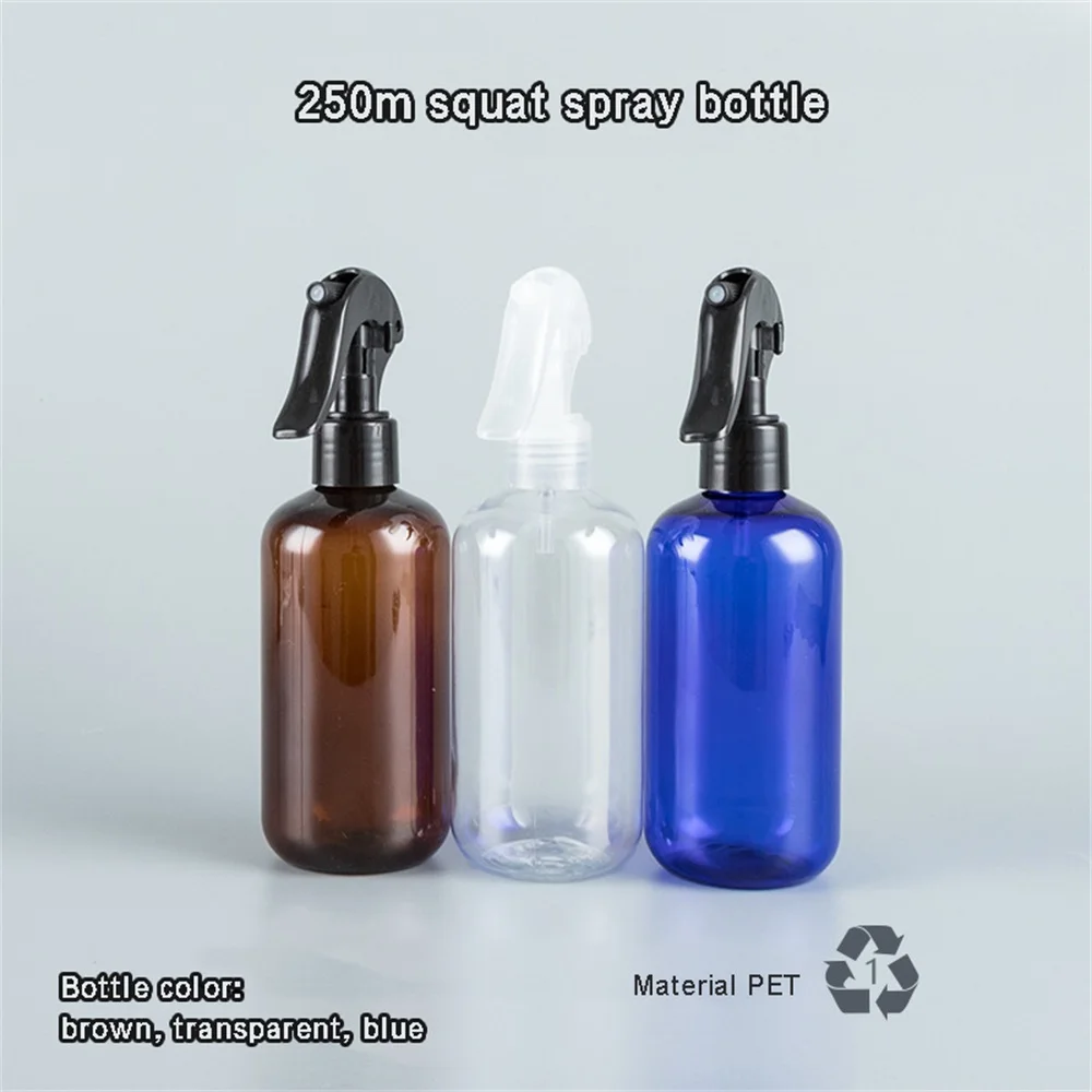 250ML Amber PET Spray Empty Bottles Brown Trigger Sprayer Essential Oils Aromatherapy Transparent Perfume Refillable Bottles