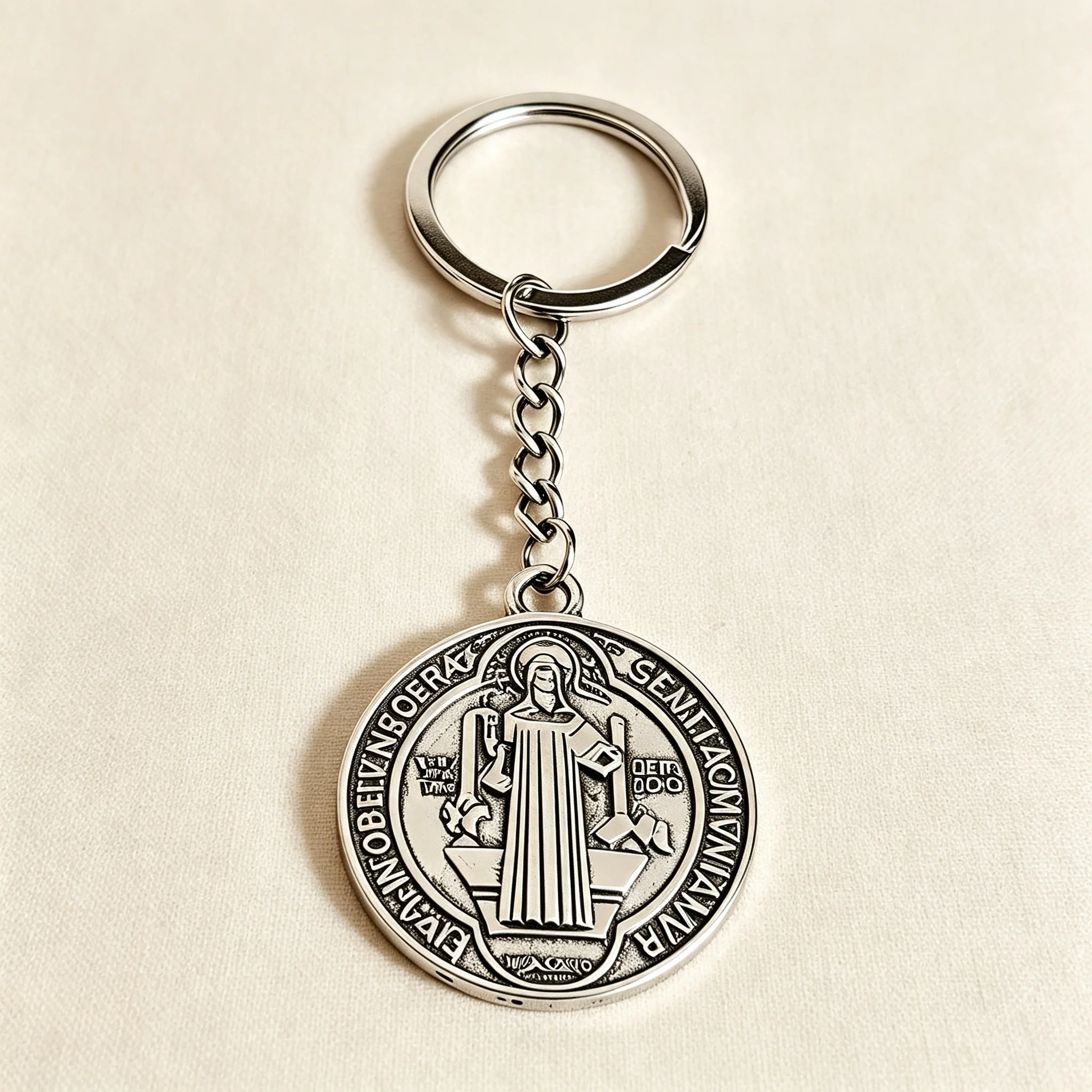 St.Benedict Medal Keychain Vintage Gothic Punk Charm For Men Women Car Bag Accessories Gift