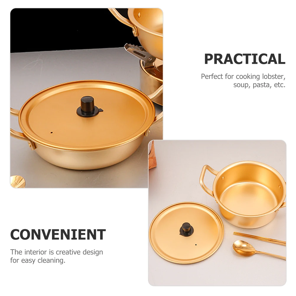 

Camping Pot Instant Ramen Cooker Korean Noodle Outdoor Aluminum Cooking Stainless Steel Bowl