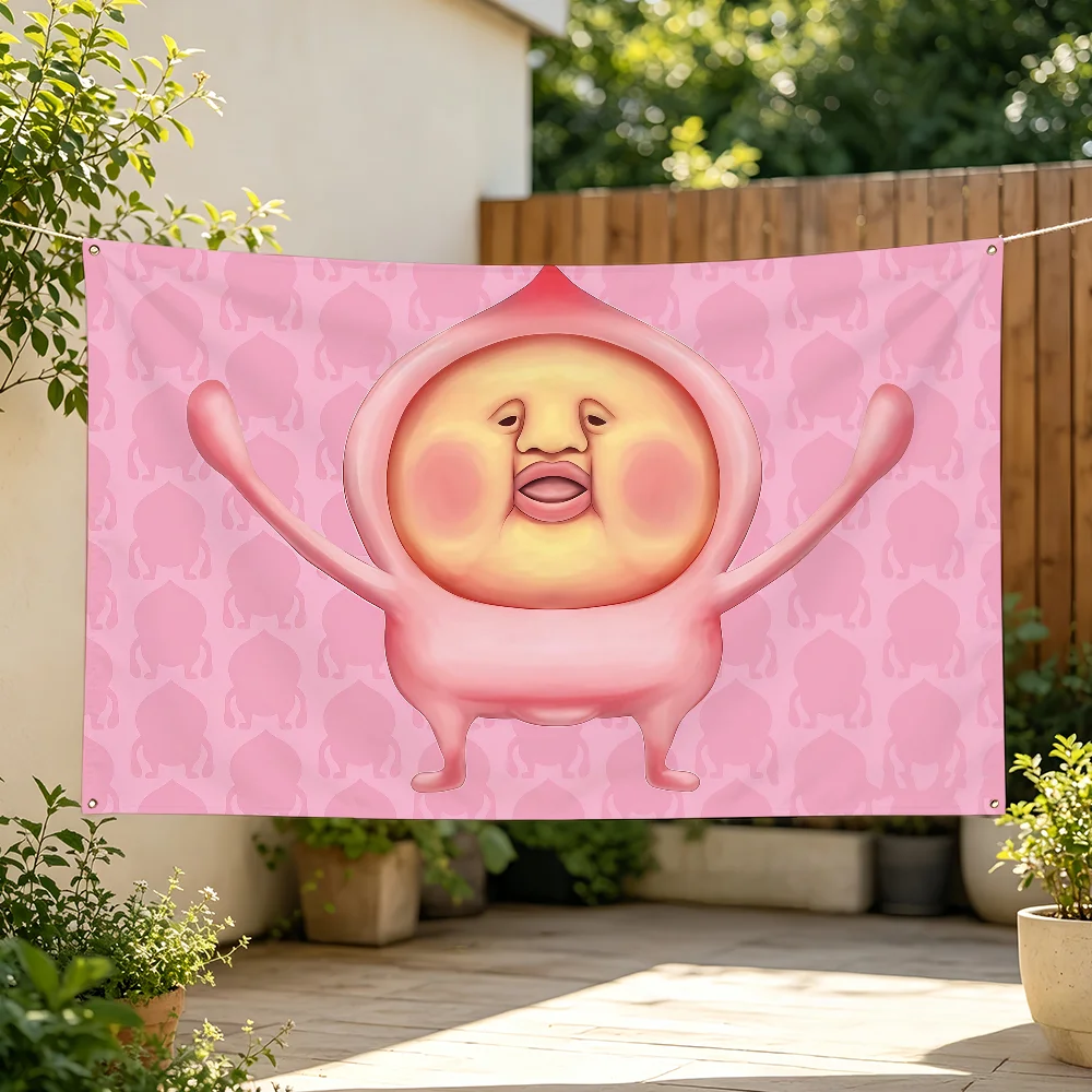 Little Peach-Butt K-Kakure Momojiri Flag For Sports Matches  Games Parade Rally Holiday Festival Backyard Balcony Club Bar Decor