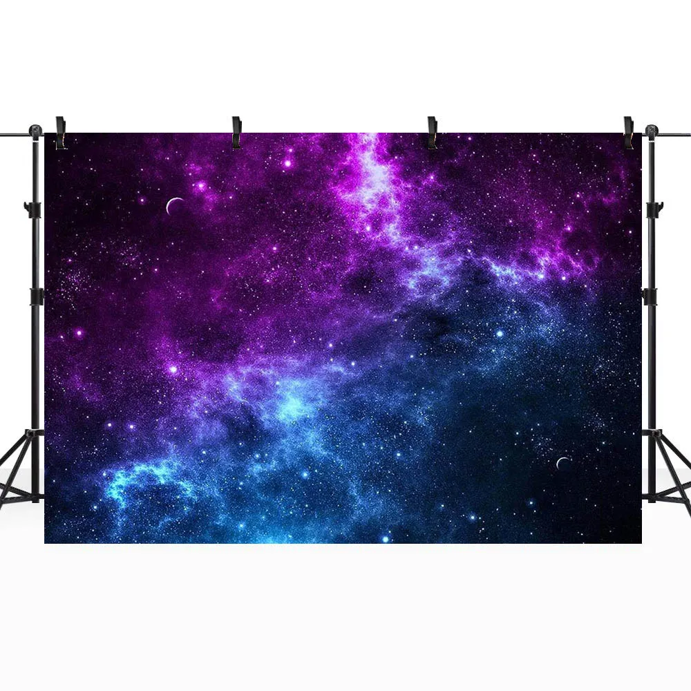 Mocsicka Lila und blauer Sternenhimmel-Hintergründe für Fotografie, Farbverlauf, Neugeborenes, Porträt, Fotohintergrund, Studio-Fotoshooting-Requisiten