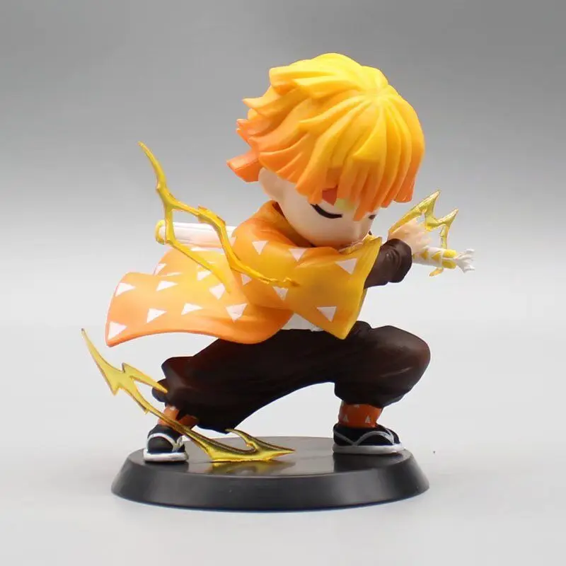 

Demon Slayer Thunder Breathing Zenitsu Agatsuma Action Figure Q Version Battle Pose Model
