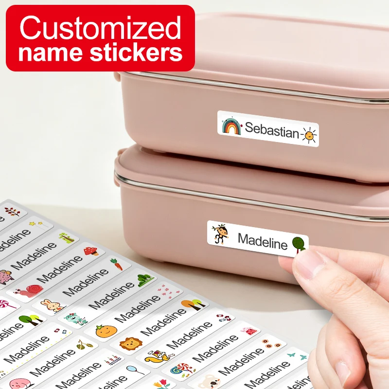 

‌Personalized Waterproof Name Tags for Children - Custom School Stickers, Water Bottles & Backpack Labels, Multilingual‌