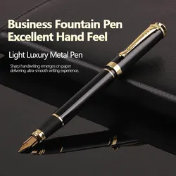 Metal Fountain Pen Business Black Heavy Feel Calligraphy Practice Pen Signing Pen High End Business and Student Use