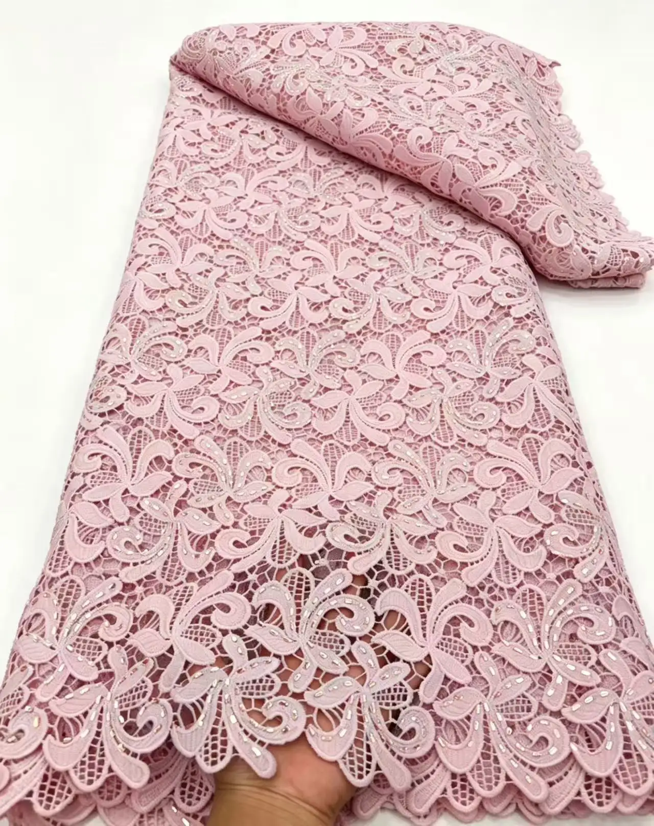 african fabric for women Nigerian Guipure Cord Lace Fabric Water Soluble High Quality for Women's Dress Wedding 5 Yards